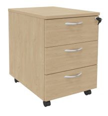 Caisson mobile IDRA/DUAL - L43 x H56 x P60 cm - 3 Tiroirs - Imitation Chêne clair