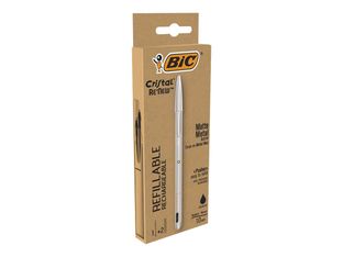 BIC Cristal Re'New - Stylo à bille noir + 2 recharges