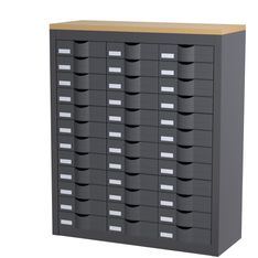 Meuble de rangement - 3 colonnes et 36 tiroirs - H106,5 x L87 x P33,5 cm - anthracite
