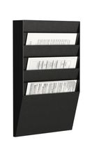 Présentoir mural - 6 cases horizontales pour document format A4 - noir