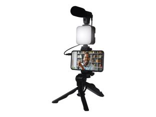 Bigben Vlogging kit live stream - kit d'accessoires contenant un trépied, une Led flash, un micro et un support smartphone
