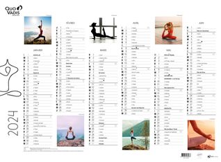 Quo Vadis - Calendrier Fantaisie 6 mois par face - 55 x 40,5 cm - yoga