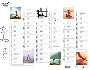 Quo Vadis - Calendrier Fantaisie 6 mois par face - 43 x 33,5 cm - yoga