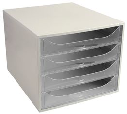 Exacompta Classic ECOBOX - Armario de cajones - 4 cajones - para A4 - blanco, cristal