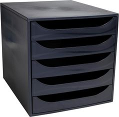 Exacompta Ecobox - Module de classement 5 tiroirs - noir