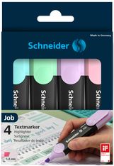 Schneider Job Pastel - Pack de 4 surligneurs - couleurs assorties