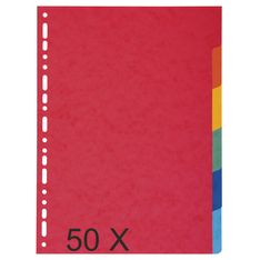 Exacompta - Pack de 50 intercalaires 6 positions - A4 - couleurs assorties (carte recyclée)
