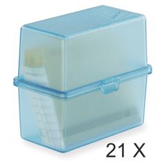 Exacompta Memo-Box - 21 Boîtes à fiches - A8 - pour 100 cartes - turquoise translucide