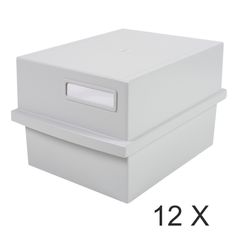 Exacompta - 12 Boîtes à fiches avec 1 intercalaire - A6 - pour 600 cartes - gris lumière
