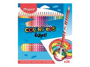 Maped Color'Peps Oops! - 24 Crayons de couleur effaçables - couleurs assorties