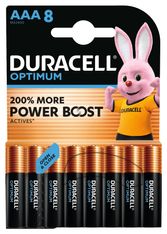 DURACELL Optimium - 8 piles alcalines - AAA LR03