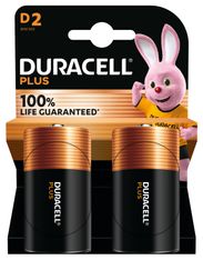 DURACELL 100% Plus - 2 piles alcalines - D LR20 