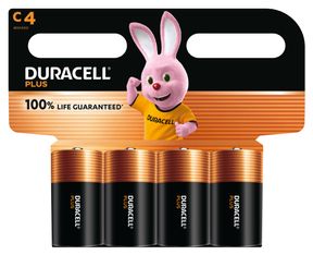 DURACELL 100% Plus - 4 piles alcalines - C LR14