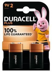 DURACELL 100% Plus - 2 piles alcalines - 9V