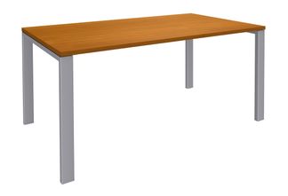 Bureau simple IRIS - L120 cm - Plan de départ - Pieds aluminium - plateau imitation Merisier