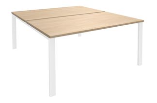 Bureau Bench IRIS - L180 cm - Plan de départ - Pieds blanc - plateau imitation Chêne clair