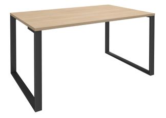 Bureau droit LOFTER - L140 cm - Plateau imitation chêne clair - pied Carbone