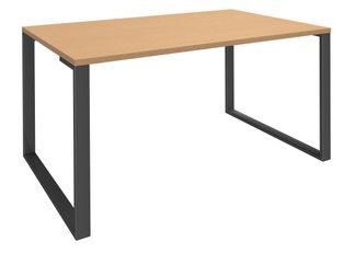 Bureau droit LOFTER - L160 cm - Plateau imitation Hêtre - pied Carbone