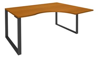 Bureau compact LOFTER - L160 cm - Retour à droite - Plateau imitation Merisier - pied Carbone - (pied de renfort obligatoire à rajouter - non inclus)