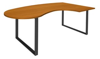 Bureau LOFTER Manager arrondi -  retour à droite - L200 cm - Plateau imitation Merisier - Pied carbone (Pieds de renfort obligatoire à rajouter - non inclus)