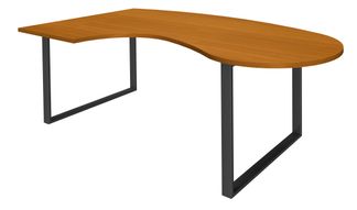 Bureau LOFTER Manager arrondi -  retour à gauche - L200 cm - Plateau imitation Merisier - Pied carbone (Pieds de renfort obligatoire à rajouter - non inclus)