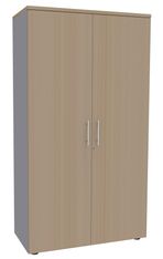 Armoire haute IRIS - H180 x L80 x P47 - 2 portes - Corps aluminium - Dessus et portes imitation Chêne clair