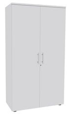 Armoire haute IRIS - H180 x L80 x P47 - 2 portes - Corps Blanc perle - Dessus et portes Blanc perle