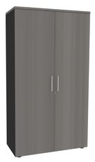 Armoire haute EXPRIM/LOFTER/LEVEL - H180 x L80 x P47 - 2 portes - Corps Anthracite - Dessus et portes imitation Chêne gris