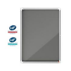 Nobo - Vitrine d'affichage - 9 feuilles A4 - surface en feutre gris - porte battante - 70,8 x 96,9 x 4,3 cm