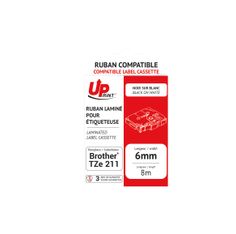 UPrint - Ruban d'étiquettes auto-adhésives pour Brother TZe211 - 1 rouleau (6 mm x 8 m) - fond blanc écriture noire