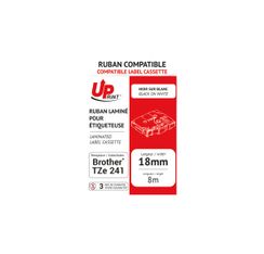 UPrint - Ruban d'étiquettes auto-adhésives pour Brother TZe241 - 1 rouleau (18 mm x 8 m) - fond blanc écriture noire