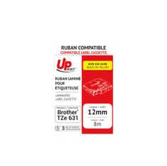 UPrint - Ruban d'étiquettes auto-adhésives pour Brother TZe631 - 1 rouleau (12 mm x 8 m) - fond jaune écriture noire