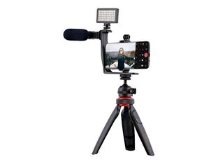 T'nB Influence - Pack Vlogger vidéo avec mini-trépied, support smartphone, micro, projecteur LED et télécommande Bluetooth