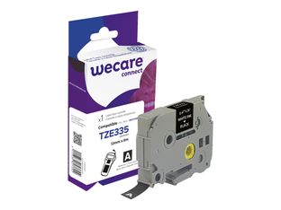 Wecare ruban d'étiquette compatible Brother TZE335 - 1 rouleau (1,2 cm x 8 m) - fond noir écriture blanche