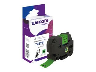 Wecare ruban d'étiquette compatible Brother TZE751 - 1 rouleau (2,4 cm x 8 m) - fond vert écriture noire