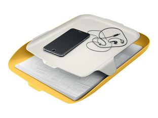 Leitz Cosy - Corbeille à courrier plastique avec organiseur de bureau - jaune
