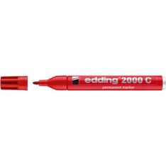 edding - Marqueur Permanent en Aluminium recyclé e-2000C Rouge - Pointe Ogive 1,5-3 mm