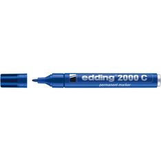edding - Marqueur Permanent en Aluminium recyclé e-2000C Bleu - Pointe Ogive 1,5-3 mm