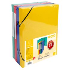 Exacompta - 4 boîtes de classement en carte lustrée - dos 25 mm - coloris assortis