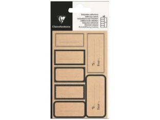Clairefontaine - 28 Étiquettes adhésives rectangulaires kraft noir - 8 x 16 cm