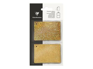 Clairefontaine - 10 Étiquettes cadeau - holographique/paillettes or - 8 x 16 cm