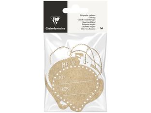 Clairefontaine - 12 Étiquettes cadeau kraft - boules de Noël - 8 x 16 cm