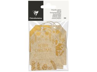 Clairefontaine - 12 Étiquettes cadeau kraft - rectangle - 8 x 16 cm