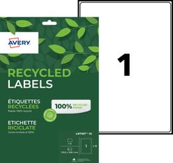 Avery - 15 Étiquettes recyclées blanches - 199,6 x 289,1 mm - Impression laser ou jet d'encre - réf LR7167-15