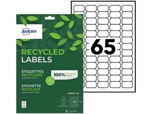 Avery - 975 Étiquettes recyclées blanches - 38,1 x 21,2 mm - Impression laser ou jet d'encre - réf LR7651-15