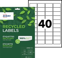 Avery - 600 Étiquettes recyclées blanches - 45,7 x 25,4 mm - Impression laser ou jet d'encre - réf LR7654-15