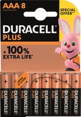 DURACELL 100 % Plus offre spéciale - 8 piles alcalines - AAA LR03