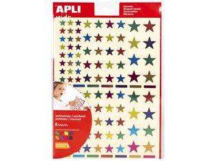 Apli Kids - 624 Gommettes étoiles métallisées - couleurs assorties (vert, rouge, bleu, jaune, lilas)