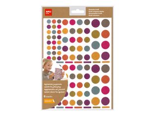 Apli Kids - 624 Gommettes kraft - couleurs assorties : jaune, violet, rouge, bleu clair, vert clair, gris-bleu, fuchsia (6 feuilles)