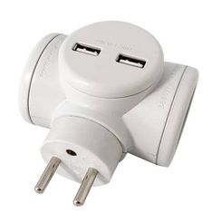 Watt&Co - Multiprise Biplite - 2 prises 16A et 2 ports USB - Rotative 180°